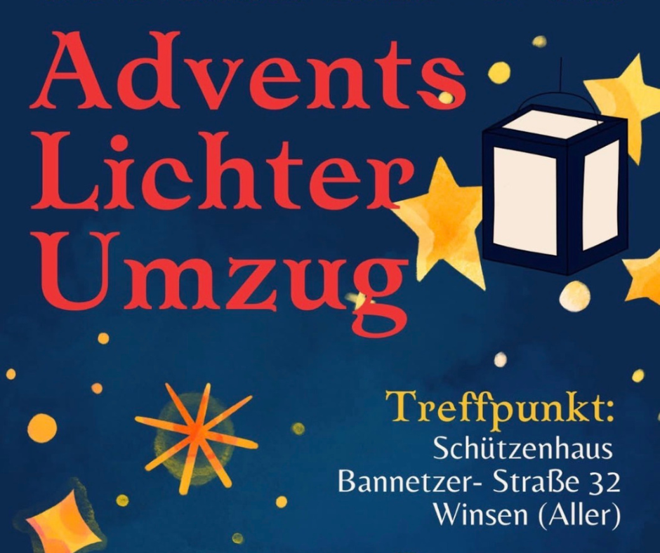 Advents-Lichterumzug Blauer Grund mit Laterne und Sternen