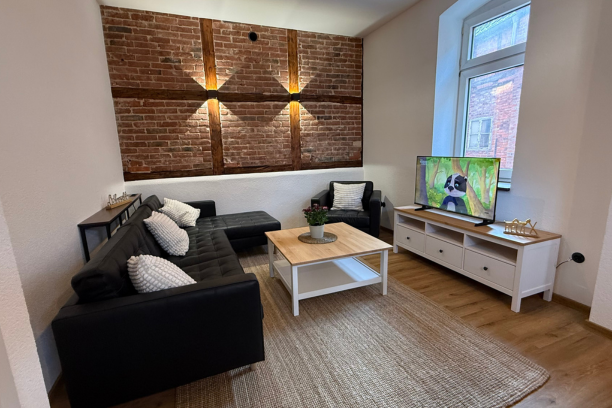 Blick ins Wohnzimmer einer der Ferienwohnungen